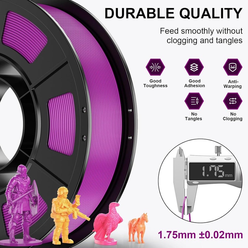 HEPHI3D 3D Printer PLA Filament Bundle 250g X 4 Spools, 1.75mm PLA Filament Pack 3D Printing Material, Bright Color Pink/Purple/Orange/Gold, PLA Filaments for Most FDM 3D Printer - Image 4